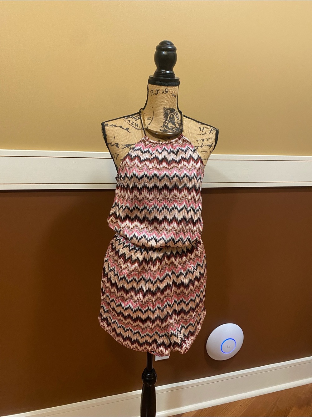 Steve Madden Pink Black Pinto Romper Fully Lined Elastic Waist. Sz Small. NWOT